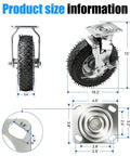 Amazon 8-inch pneumatic caster wheels with locking brakes, set of 4, rubber tires on metal swivel frames with mounting plate.