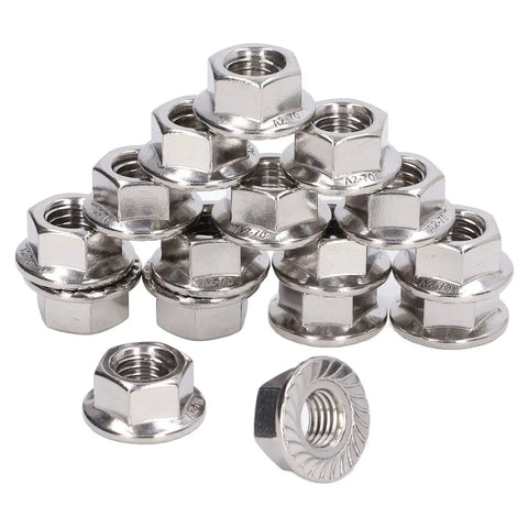 Stainless Steel DIN 1587 Flange Nut Set With Integrated Washer, A2-70 Rustproof Locking Nuts For M3 M12, Automotive Kit, 50 Pieces