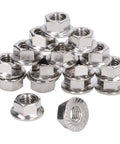 50 Piece Flange Nut Fastener Set In Stainless Steel A2-70 DIN 1587 With Serrated Flange Lock Nuts For Secure M12 Bolts And M6 Maintenance