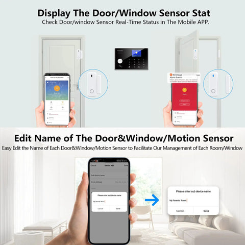 DIY WiFi Home Security Alarm System Kit With 12 Piece Bundle Including Motion Detectors, Door Sensors, Remote, Siren And App Alerts, Alexa And Google Compatible, No Monthly Fee, Works With Smart Life App, Ideal For Home Villa And Family Safety, app sensor status screen