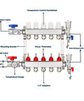 Five Branch PEX Radiant Heat Manifold Kit For Hydronic Floor Heating In 304 Stainless Steel With Half Inch Tubing Five Loops Flow Meter