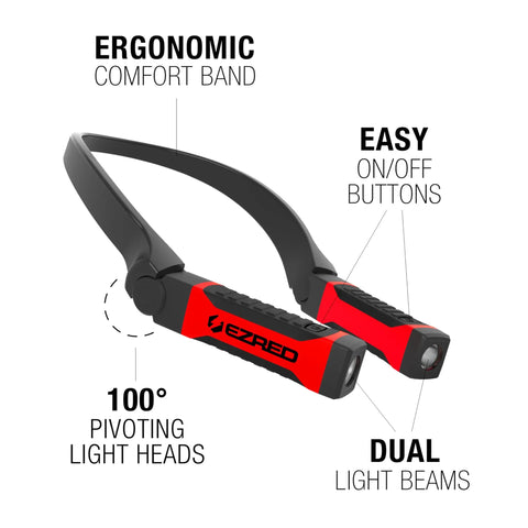 Anywear Neck Light For Hands Free Lighting With Four Modes From 50 To 200 Lumens featuring ergonomic comfort band and dual beams