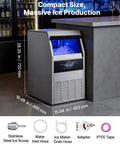 Rock Solid Commercial Ice Maker, Drip Free Self Cleaning LED Interface With Up To 130 Lbs Daily Production And Super Roomy 30 Lb Storage Bin, Undercounter Stainless Steel Gear For Home Bars, displayed in bar setting.