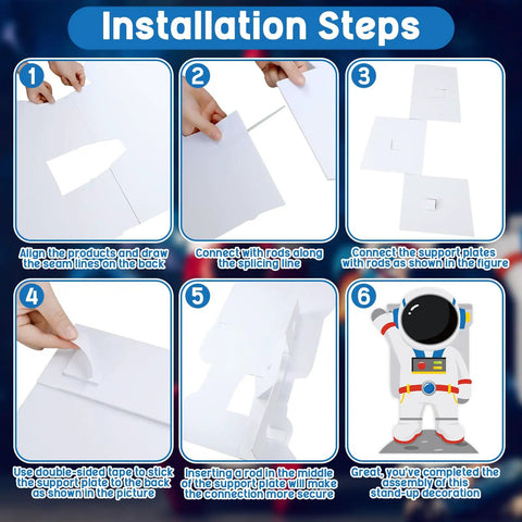 Installation steps for 4.67 Ft Astronaut Cardboard Cutout For Space Party Stand Up Backdrop And Photo Prop Perfect For Classroom Decor Vacation Bible School Space Theme Parties Science Fairs And Event Highlights