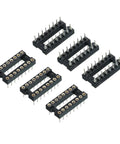 DIP IC Socket Adapter Round Pin 16P 2.54mm Pitch for PCB Board Chips Dual Row Plug and Play Durable Plastic Metal Construction 6 Pack Kit