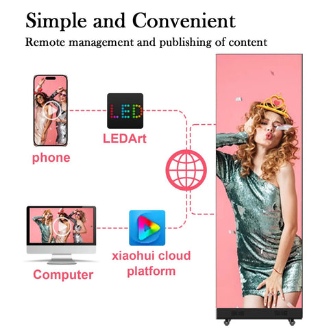 Top Shelf 80 Inch P1.86 Led Poster Display With Gob Coating And Spliceable Digital Signage Setup showcasing remote content management options.