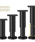 Kick Your Wobbly Sofa Bed Or Table Aside And Install These Rock Solid Heavy Duty Metal Adjustable Legs To Level Uneven Floors Instantly Sturdy Steel Four Pack showing four adjustable black steel legs.