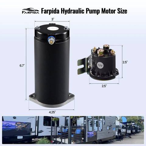 Heavy Duty Tough As Nails Hydraulic Pump Motor For Unidirectional RV Leveling Power Units With 12V DC Operation Includes 150A