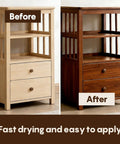 Before and after comparison of furniture stained with Dark Teak Water Based Wood Stain For Furniture Cabinets Door Trim Fast Drying Non Toxic Low Odor Formula Hella Smooth Matte Finish Revitalizes Worn Lumber With Dope Rich Coverage In A Fresh 100ml Bottle.