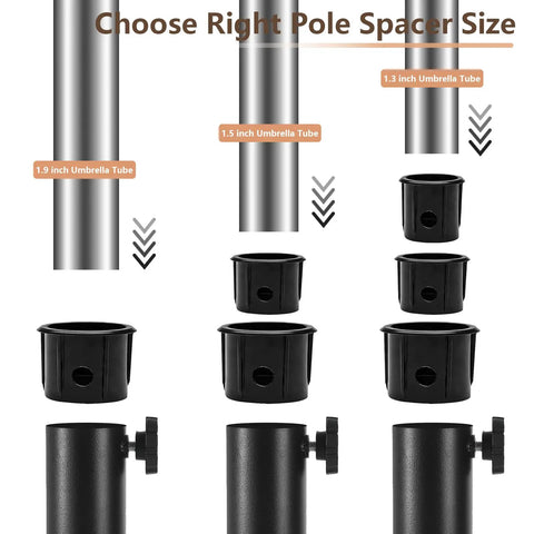 Heavy Duty Patio Umbrella Base Holder Tube Replacement Kit Durable All Weather Outdoor Table Umbrella Pole Mount Bracket For Garden Backyard Balcony Poolside Compatible With Concrete Wood Metal Bases
