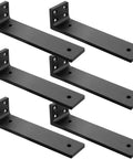 Legit Heavy Duty Floating Shelf Brackets 6 Pack With Mounting Hardware Solid Iron L Brackets arranged in a row, black finish.