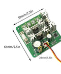 Two Pack DC Motor Speed Controller 6V To 90V PWM 15A with heat sinks and wiring details, compact design for DIY projects.