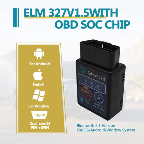 Compact Bluetooth OBD2 Scanner Diagnostic Tool For Your Ride Nail Down Engine Trouble Fast with Bluetooth 5.1 version.