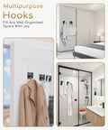 4 Pack Heavy Duty Wall Hooks Set With 26lb Max Load holding towel and coat in bathroom and bedroom.