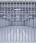 Heavy Duty Waterproof PVC Strip Door Curtain Kit 36 By 80 Inches Clear installed in warehouse keeping cold air in and hot air out
