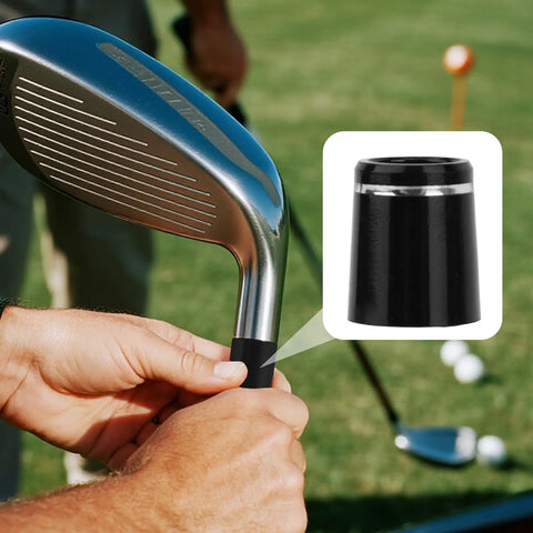 12 Pack Black Golf Iron Ferrules With Single Silver Ring For 0.335 Inch Shafts Replacement Durable Plastic Club Ferrules in use