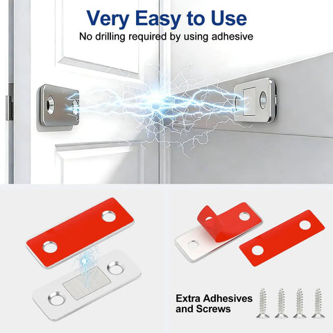 Ultra Thin Stainless Steel Cabinet Magnetic Catch Set Of 6 With Adhesive Drawer Latch Closures for Sliding Doors and Kitchen Closets