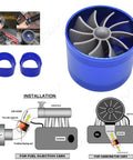Two Point Five Inch Car Air Intake Turbonator Performance Turbine Charger Turbo Booster With Single Fan Aluminum Kit Blue
