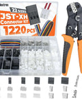 All In One Complete JST XH 2.5mm and DuPont 2.54mm Connector Kit with 1220 Piece Terminal Set and ratcheting crimping tool