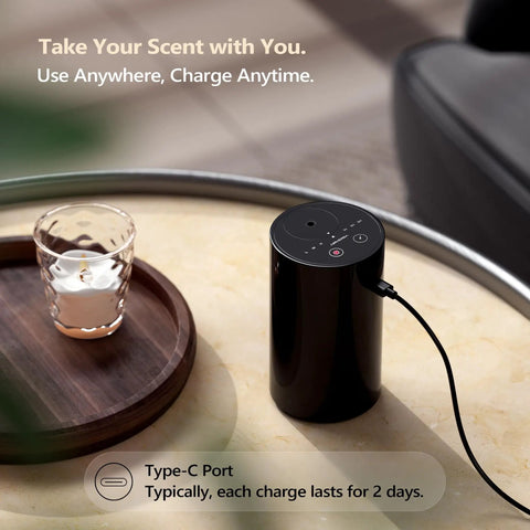 Waterless Essential Oil Diffuser Starter Kit With Four 10mL Hotel Scent Fragrance Oils Battery Operated Portable Diffuser