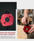 Slick 4 In 1 Wood Router Corner Radius Jig Template Set For Effortless Arc Positioning and smooth edge routing layout, R15 template in use.