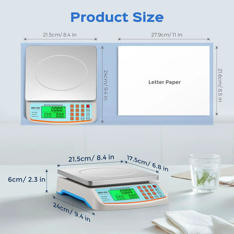 Pro Grade Commercial Food Scale 66Lb 30Kg With Stainless Steel Platter Price Computing Deli Scale in kitchen setting
