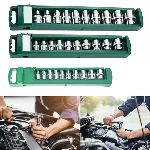 Workhorse Car Socket Tool Kit, 10-Piece Set with Wrenches and Ratchets in green cases for automotive maintenance and repairs