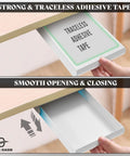 Under Desk Drawer Organizer 2 Pack With Slide Out Storage For Pens Cables And Office Accessories No Drill Adhesive Mount Hidden Desk Storage For Home Office And Workspace showing traceless adhesive tape and smooth slide out drawer