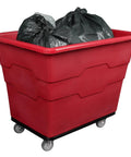 Commercial 16 Bushel Utility Cart With Steel Base And Poly Box Basket, rolling laundry cart and trash bin, red