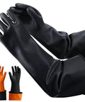 Heavy Duty Chemical Resistant Rubber Gloves With Killer Anti Slip Grip Long Cuff Workhorse Grade Industrial Safety Gear built tough for hazardous messes.