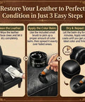 Instructions for No Brainer Black Leather Recoloring Balm Kit with steps for cleaning and applying color balm.