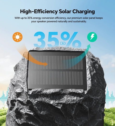 Outdoor Rock Speaker With 60W Deep Bass And Remote Control IPX7 Waterproof Solar Powered Bluetooth Speaker For Poolside