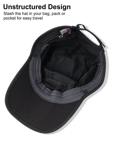 Reflective Folding Outdoor Hat For Men And Women With UPF 50 Sun Protection showing unstructured interior design and mesh fabric
