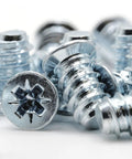 Heavy Duty Replacement Screws For Drawer Slide Rails Compatible With Ikea Part 100347, close-up view of zinc-coated furniture bolts.