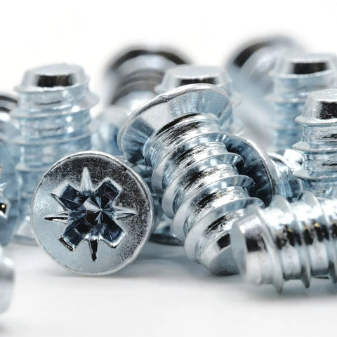 Heavy Duty Replacement Screws For Drawer Slide Rails Compatible With Ikea Part 100347, close-up view of zinc-coated furniture bolts.