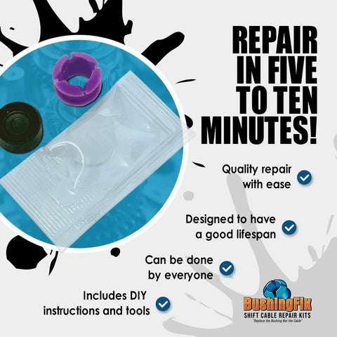 Universal Automatic Transmission Shift Cable Bushing Repair Kit Replacement Shifter Bushing For Nissan Toyota Hyundai And More Cars Durable Easy Install Quality Transmission Repair Kit For A Wide Range Of Makes, showing components and instructions