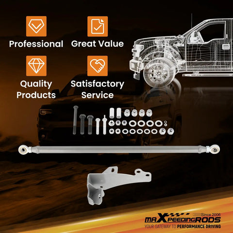 Adjustable Front Track Bar For RAM 1500 2500 3500 4WD 1994 To 2002 Heavy Duty Steering Stabilizer Replacement For Lifted Rigs Reduces Wobble And Improves Handling, with bracket and hardware