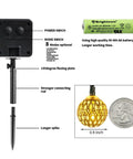 Outdoor Solar Globe String Lights 2 Pack 60 LED 35.6 Ft Waterproof Moroccan Style showing mode switch and battery