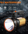 Ultra Bright 9000LM Spotlight Flashlight With USB Power Bank Output, IPX5 Waterproof Rechargeable Light With Shoulder Strap