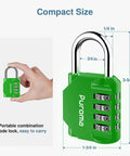 Close-up of green 4 Pack 4 Digit Combination Locks Outdoor Waterproof Padlocks For Locker Gym School Fence Toolbox Gate