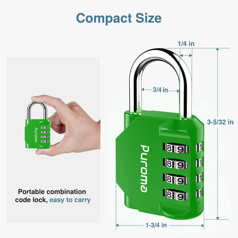 Close-up of green 4 Pack 4 Digit Combination Locks Outdoor Waterproof Padlocks For Locker Gym School Fence Toolbox Gate