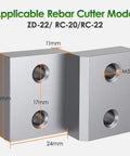 Heavy Duty Electric Rebar Cutter Blades 30X24X11mm, precision jaw set for models ZD-22 RC-20 RC-22 with mounting holes.