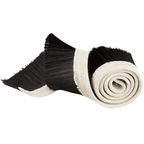 Rolled 70mm black nylon Dust Shoe Brush for Engraving Machines, CNC Vacuum Cover, with 5mm Thick Shield, easy installation view.