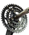 Close-up of Beast Alloy 6061 Mountain Bike Crankset with hollow integrated chainring and detachable sprocket for MTB and road cycling.