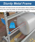 Heavy Duty Bubble Wrap Dispenser With Precision Cutter And Anti Tangle Brake For Rock Solid Moving Projects Accommodates Wide Rolls Up To Sixty Three Inches showing sturdy metal frame and bubble wrap roller.