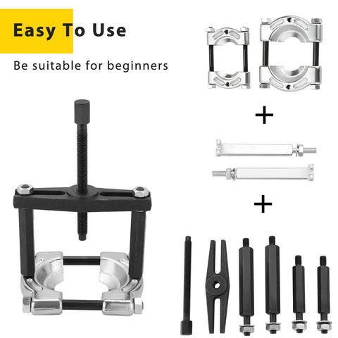 Heavy Duty 5 Ton Bearing Puller Set, 14 Piece Separator Kit With 2 Inch And 3 Inch Bearing Splitters, wheel hub and axle puller components