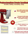 Image comparing metal and plastic for Heavy Duty Metal Pasta Press Attachment For KitchenAid Stand Mixer With Five Interchangeable Plates.