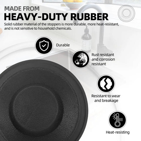 2 Pack Black Rubber Garbage Disposal Sink Stopper Replacement For 3.5 Inch Drains, Exact STP PL Style Fit material info