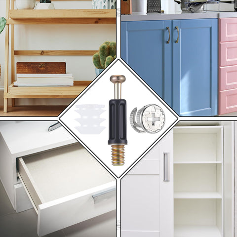 Cam Lock Nuts And Cams Screws Set For Furniture 20 Sets M6 X 35mm 3 In 1 Eccentric Hardware Kit with installed examples