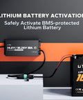 All In One 12V To 16V LiFePO4 Battery Charger 10A Mountable IP65 Waterproof Charger connected to battery for activation